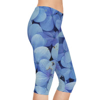 Blue Hibiscus Capri Leggings