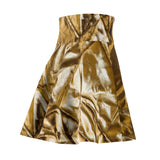 Gold Crinkle Skater Skirt