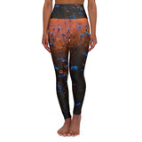 Blue Corn Flower High Waisted Yoga Leggings