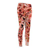 Peach Floral Cut & Sew Casual Leggings