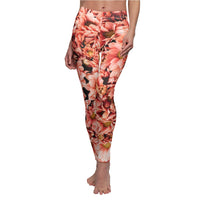 Peach Floral Cut & Sew Casual Leggings