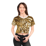 Gold Crinkle Crop Tee