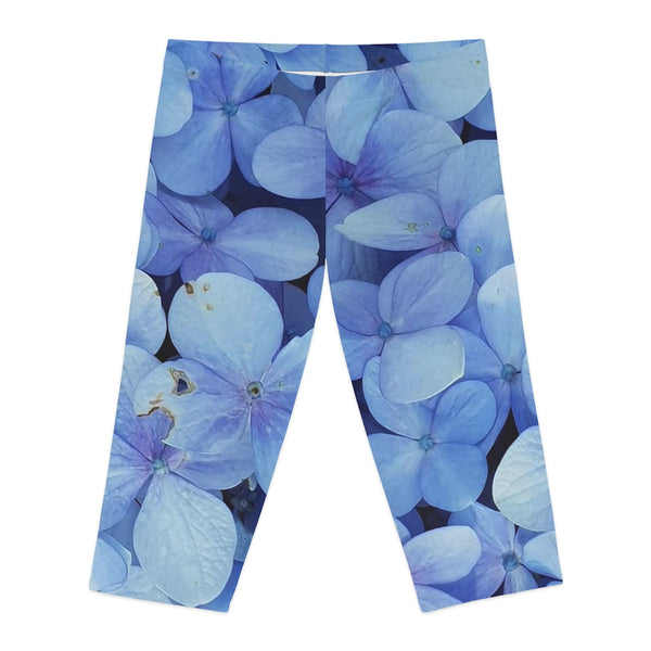 Blue Hibiscus Capri Leggings