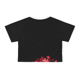 Red on Black Crop Tee