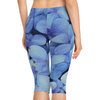 Blue Hibiscus Capri Leggings