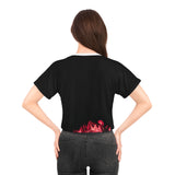 Red on Black Crop Tee