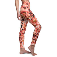 Peach Floral Cut & Sew Casual Leggings