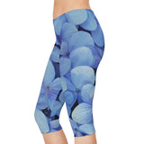Blue Hibiscus Capri Leggings