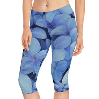 Blue Hibiscus Capri Leggings