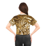 Gold Crinkle Crop Tee