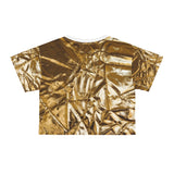 Gold Crinkle Crop Tee