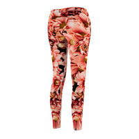 Peach Floral Cut & Sew Casual Leggings