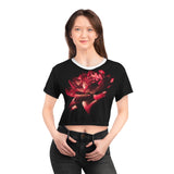 Red on Black Crop Tee